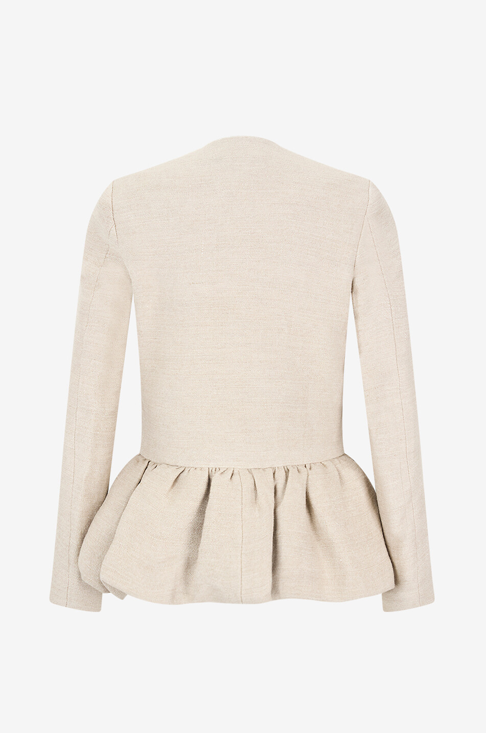 LIBEROWE Peplum fitted round-neck linen lightweight jacket Women BEIGE 2