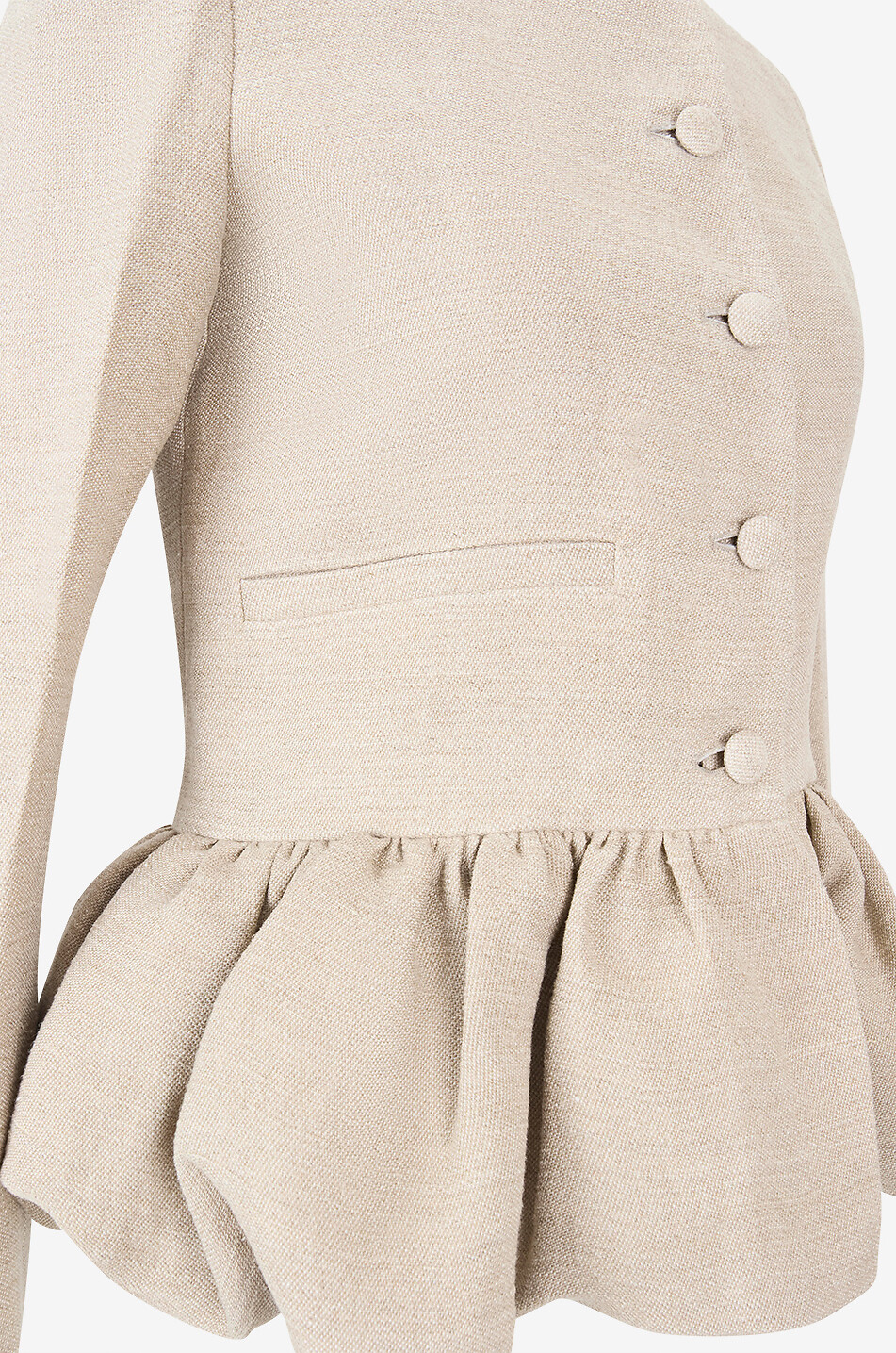 LIBEROWE Peplum fitted round-neck linen lightweight jacket Women BEIGE 3