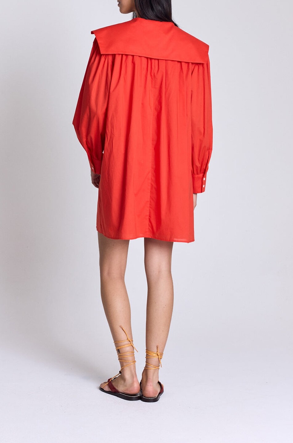 BALZAC PARIS Célestine poplin sailor collar A-line mini shirt dress Women RED 3