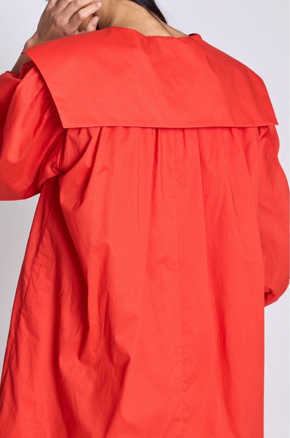 BALZAC PARIS Célestine poplin sailor collar A-line mini shirt dress Women RED 7