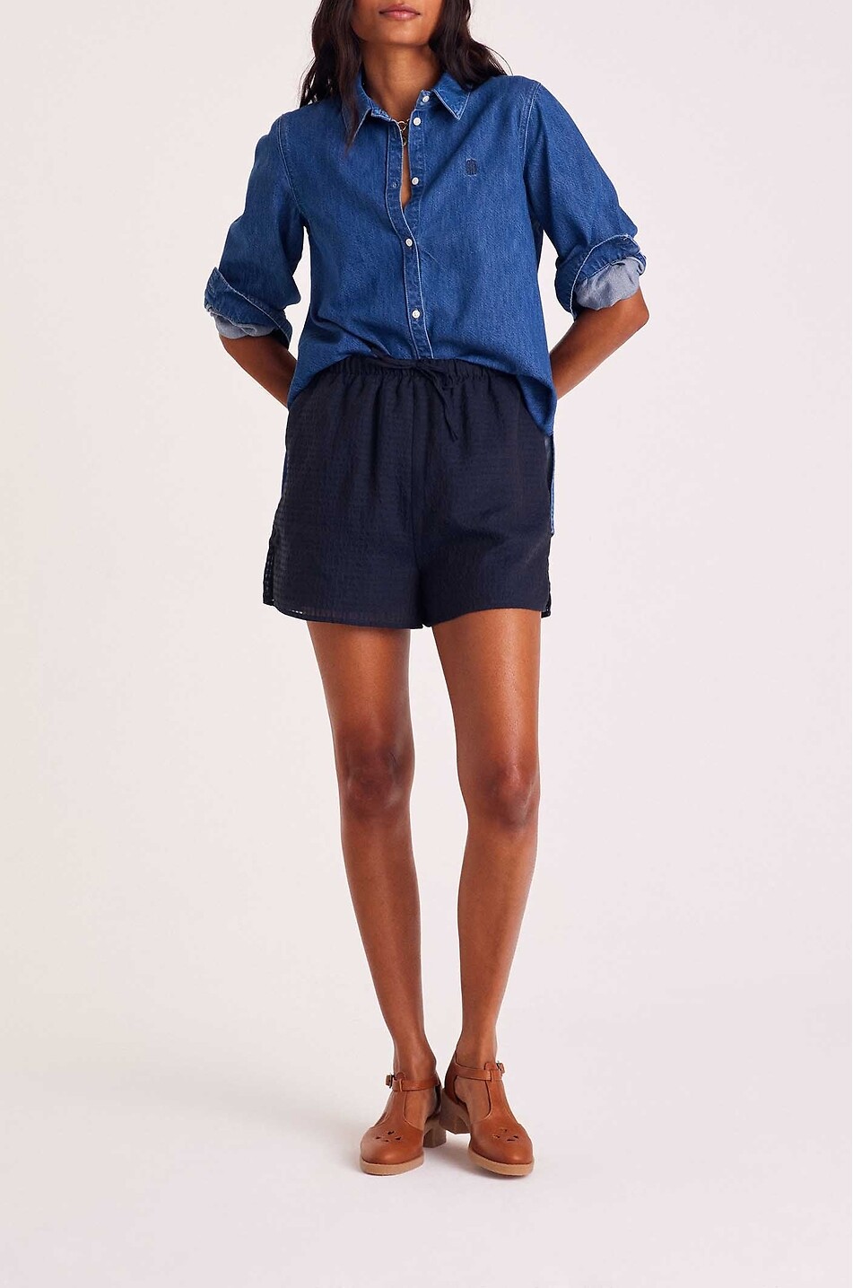 BALZAC PARIS A-förmiges Hemd aus Baumwolldenim Liseron Damen BLAU 5