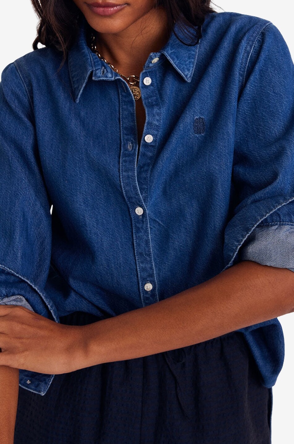 BALZAC PARIS A-förmiges Hemd aus Baumwolldenim Liseron Damen BLAU 6