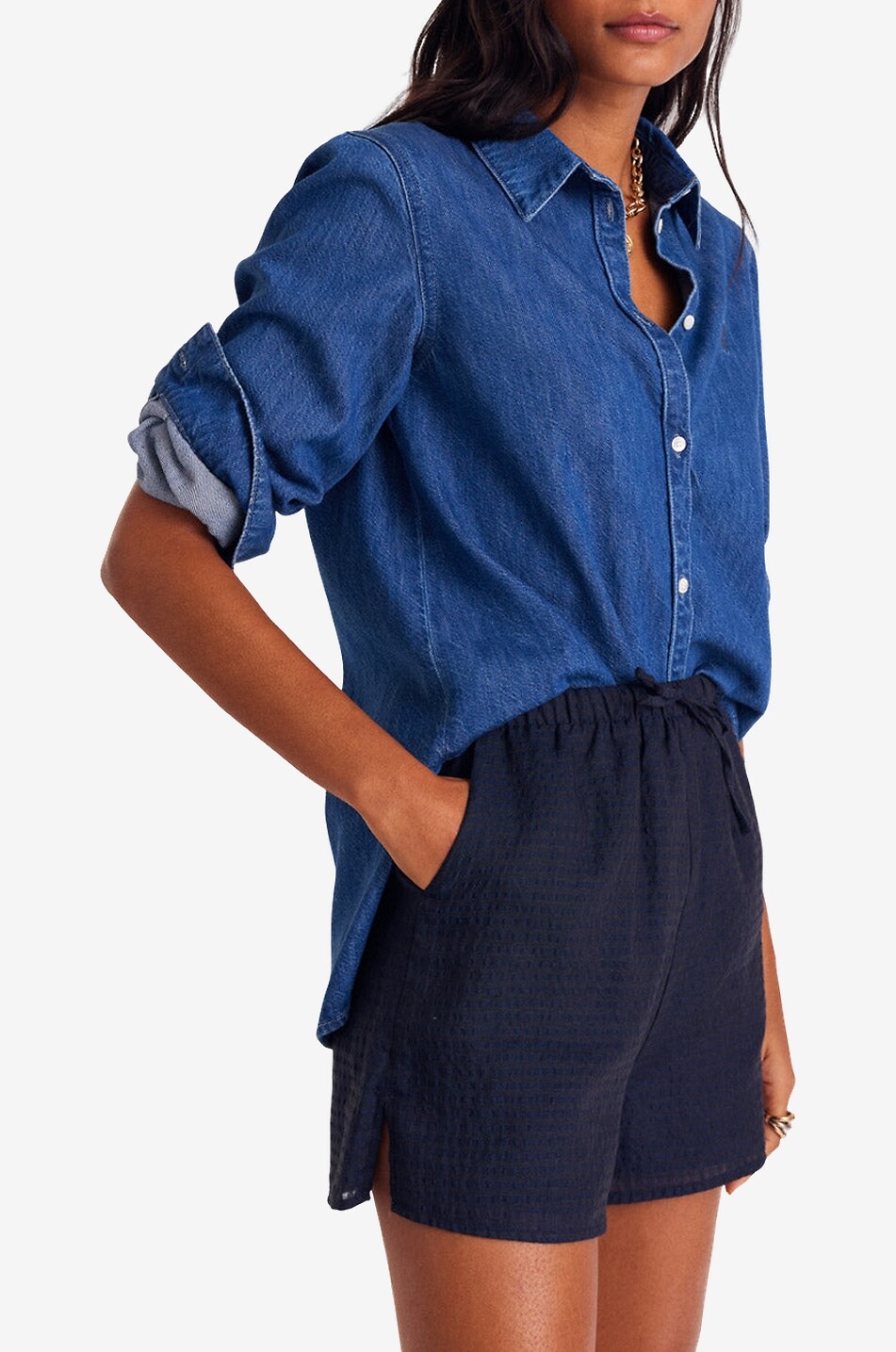 BALZAC PARIS A-förmiges Hemd aus Baumwolldenim Liseron Damen BLAU 8