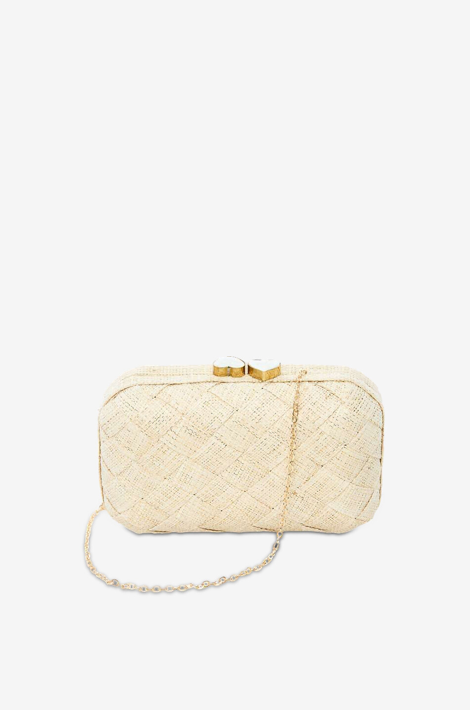 POOLSIDE Pochette en paille tressée orné de lurex Love Heart Femme BEIGE 2