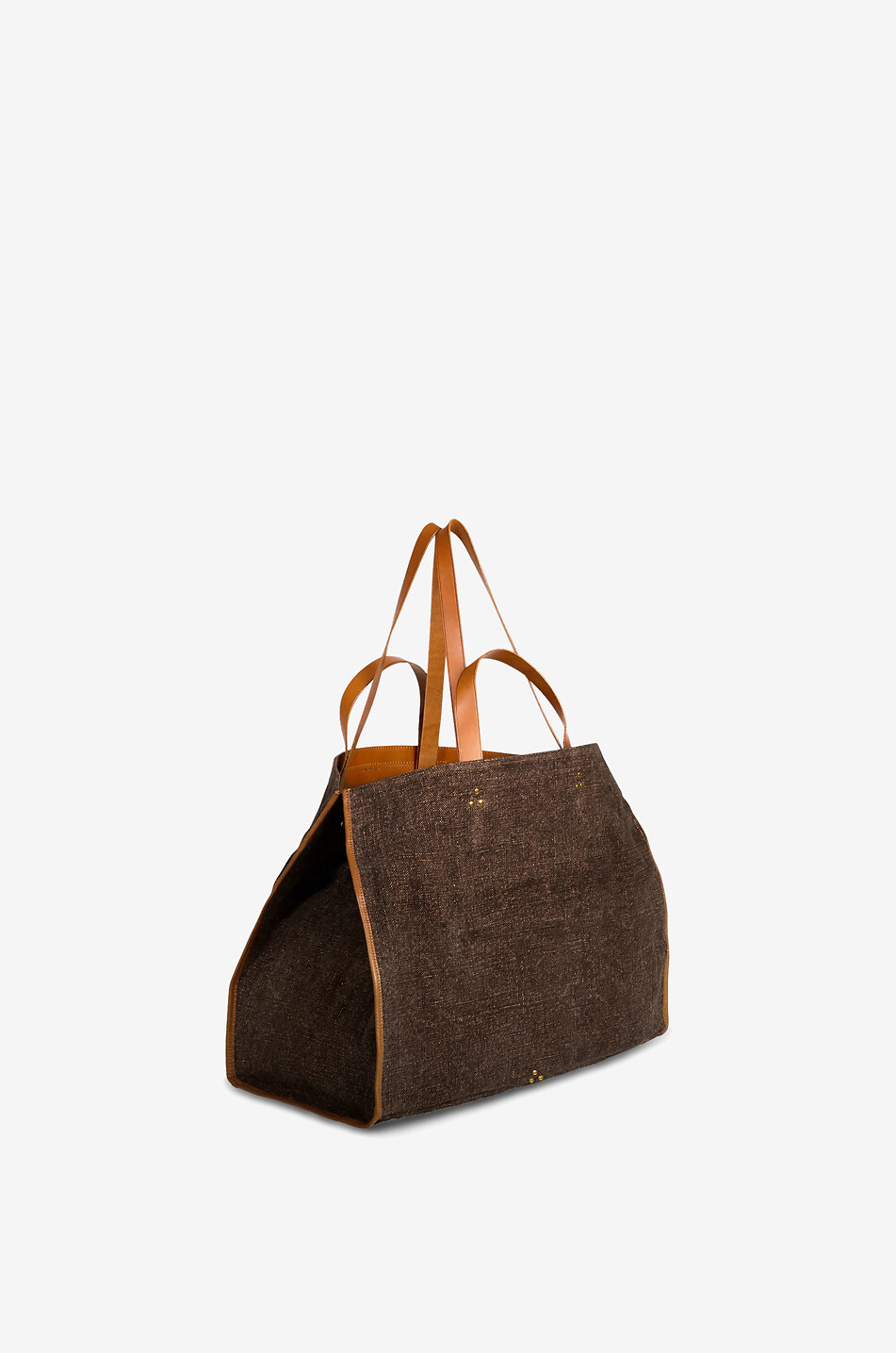 JEROME DREYFUSS Sac cabas en toile et cuir Léon L Femme MARRON FONCÉ 2