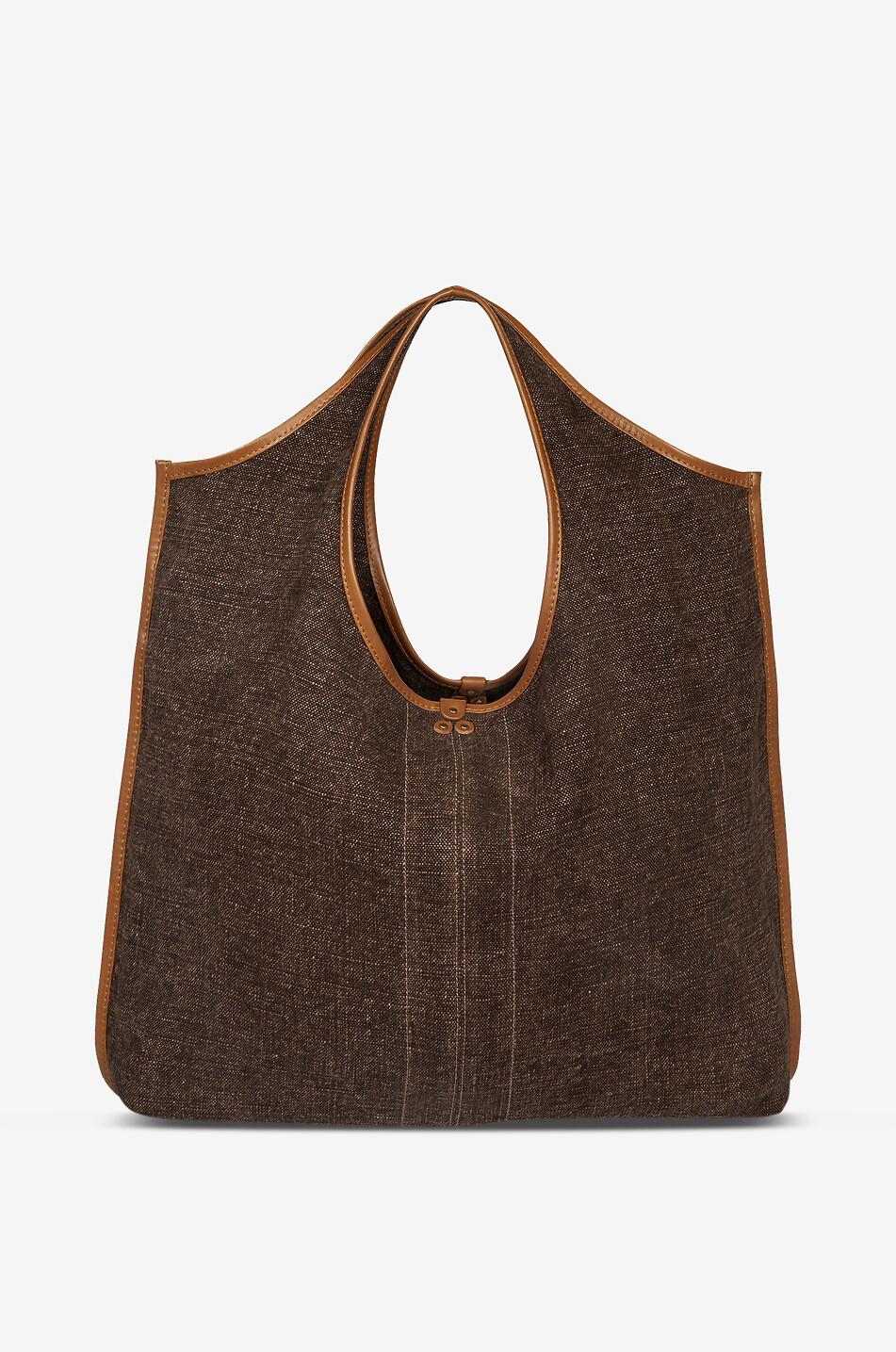 JEROME DREYFUSS Sac cabas en toile et cuir Paco Femme MARRON FONCÉ 1