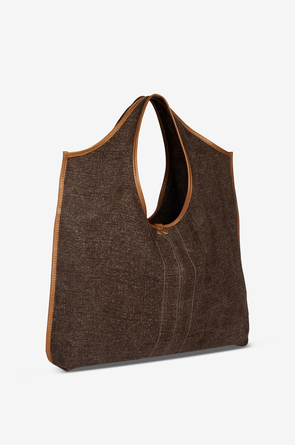JEROME DREYFUSS Sac cabas en toile et cuir Paco Femme MARRON FONCÉ 2
