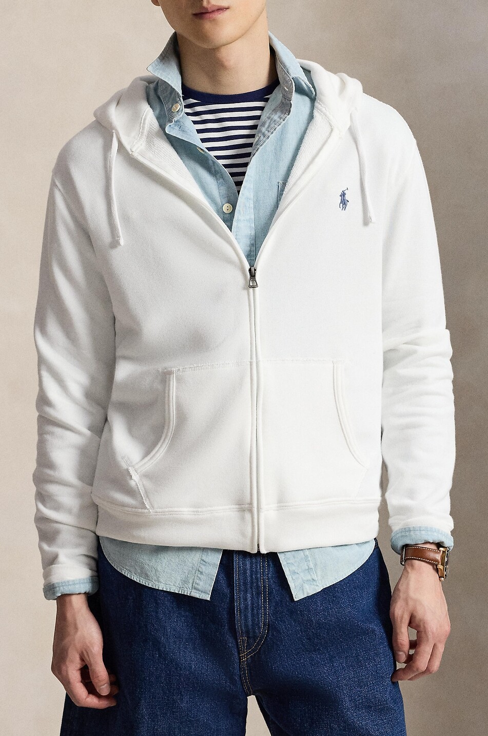 POLO RALPH LAUREN Kapuzen-Sweatshirt mit Reissverschluss aus Fleece Pony Herren WEISS 5