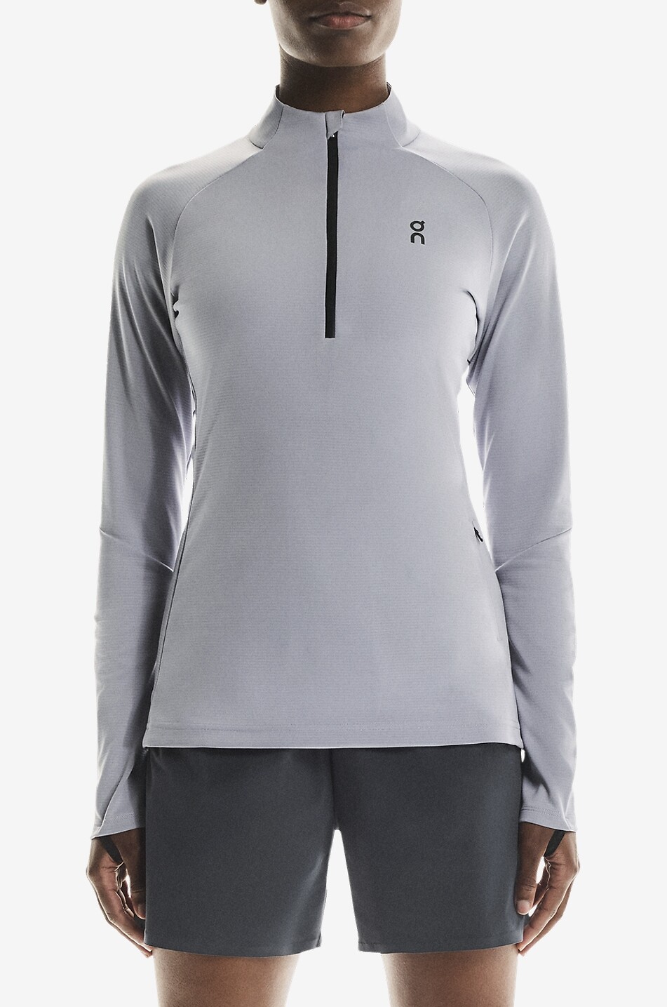 ON Fitted zip-up mock-neck running top Women MEDIUM GREY 2