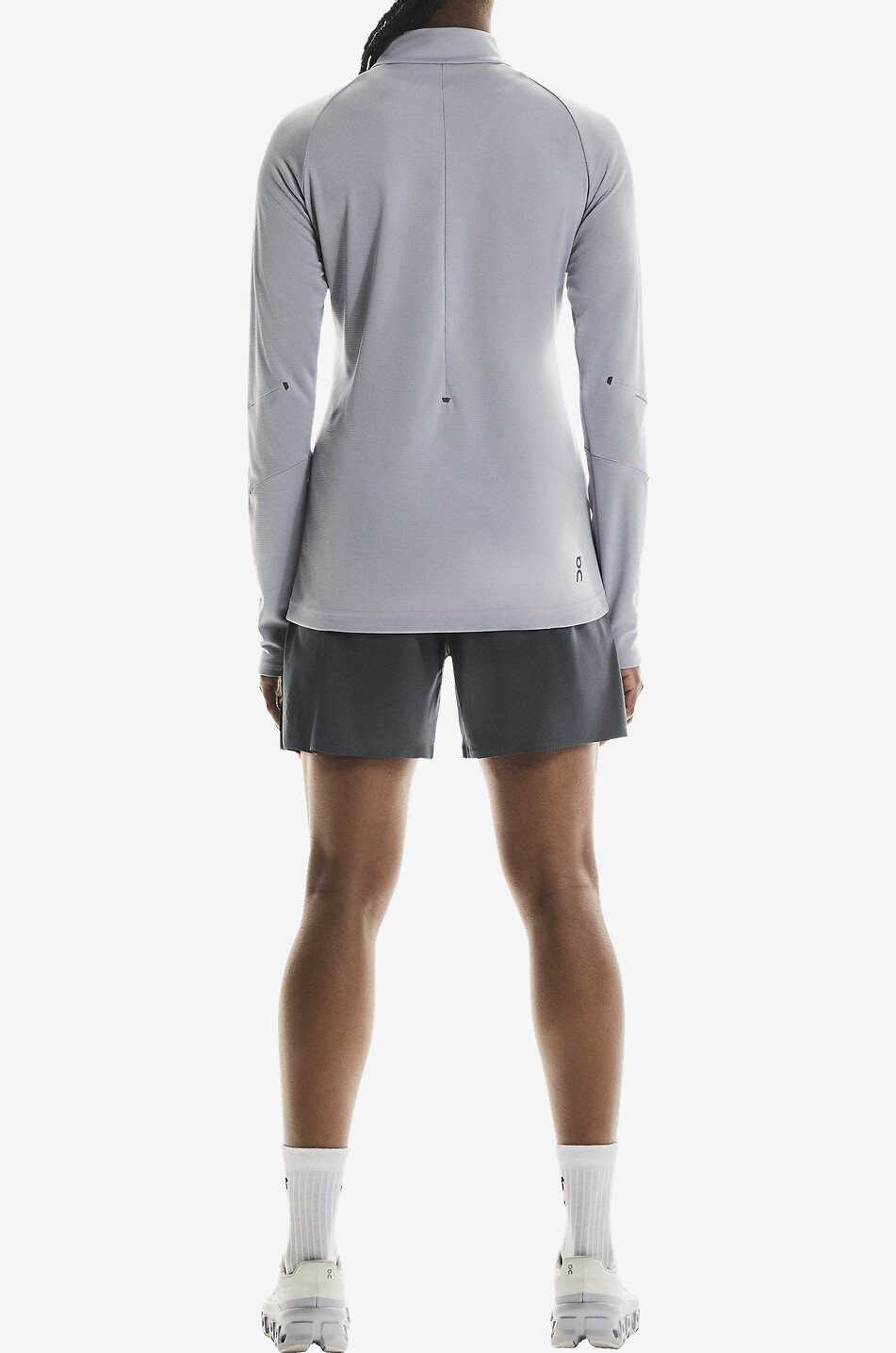 ON Fitted zip-up mock-neck running top Women MEDIUM GREY 4