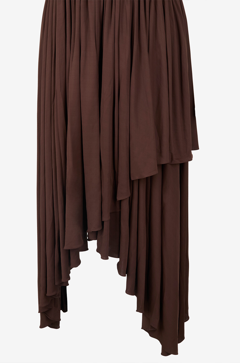 ALAÏA Robe midi à col V en viscose Deesse Femme MARRON 3