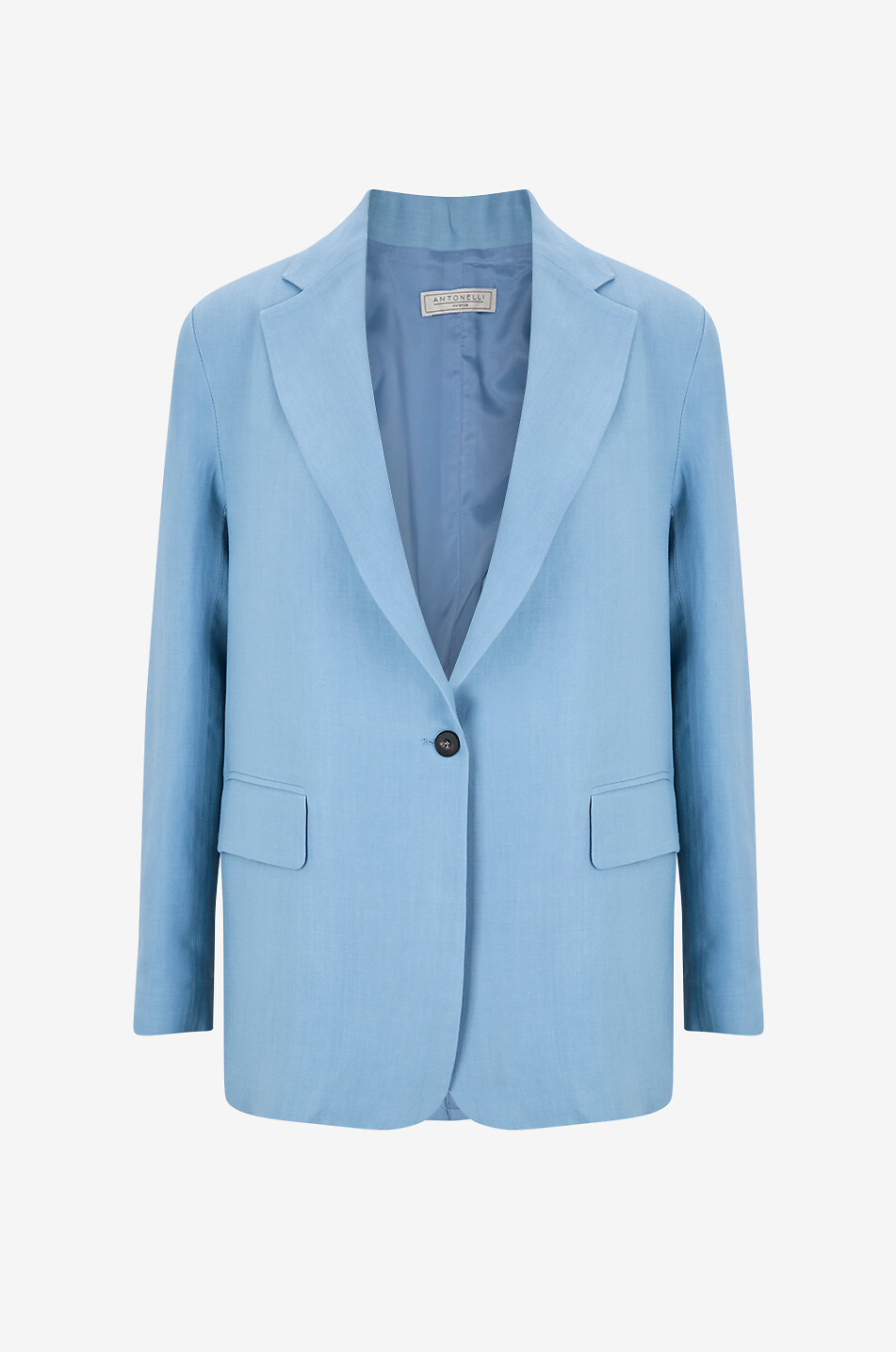 ANTONELLI FIRENZE Langer Blazer aus Viskose-Leinen-Gewebe Flambe Damen HELLBLAU 1