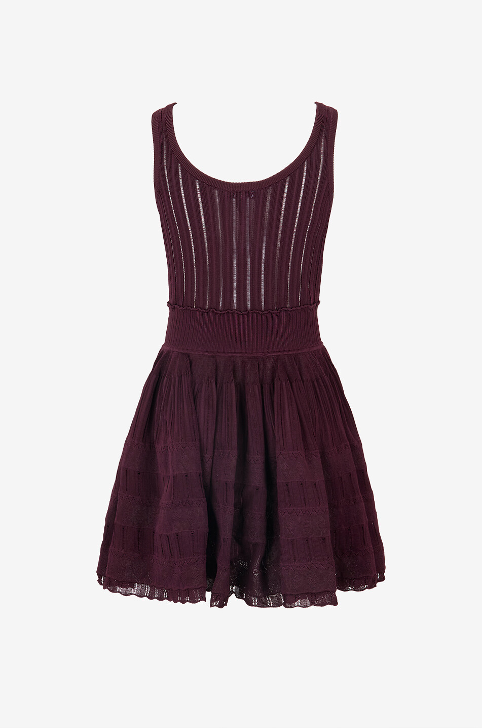ALAÏA Crinoline flared short knit dress Women DARK RED 2