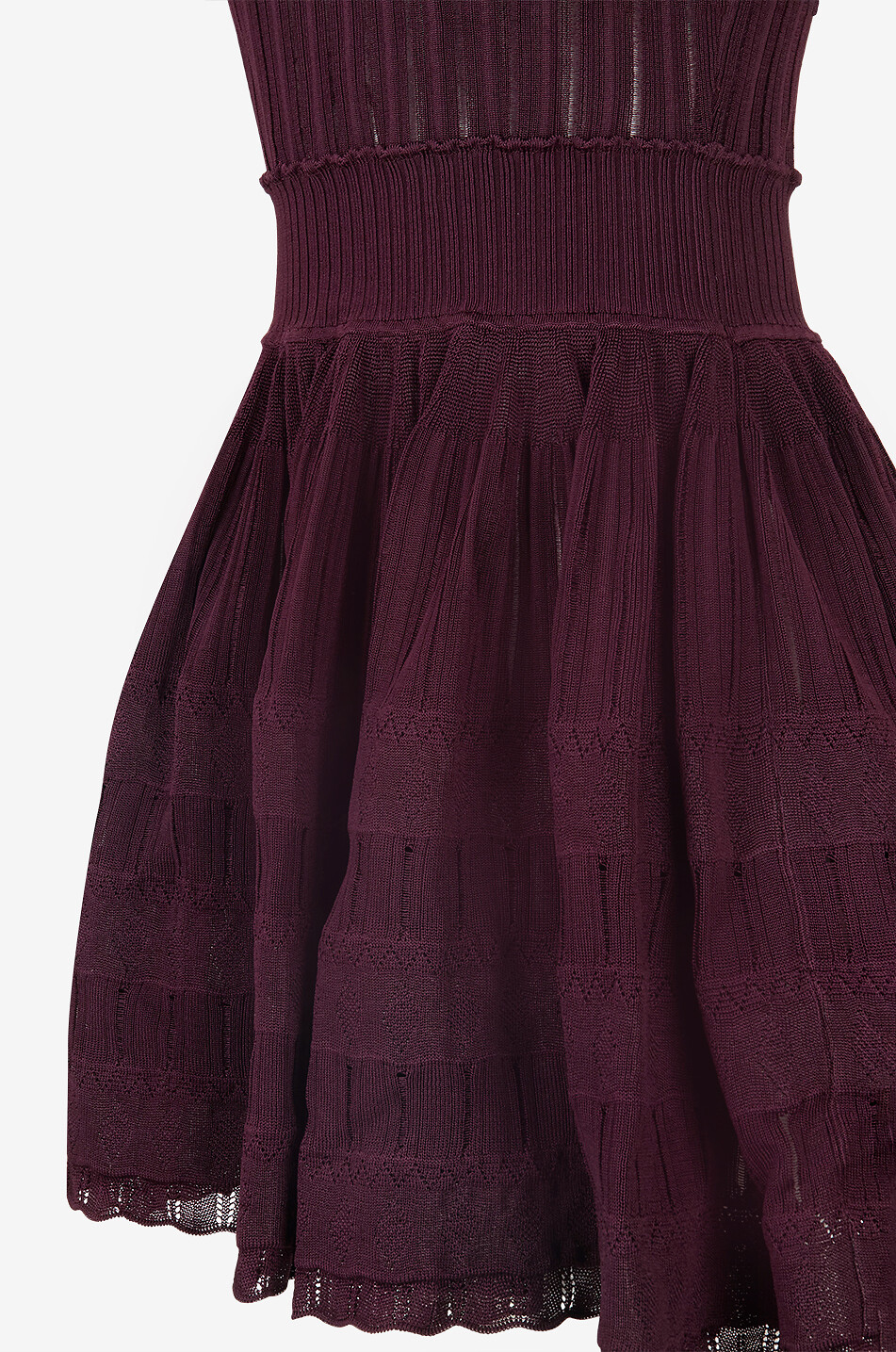 ALAÏA Crinoline flared short knit dress Women DARK RED 3