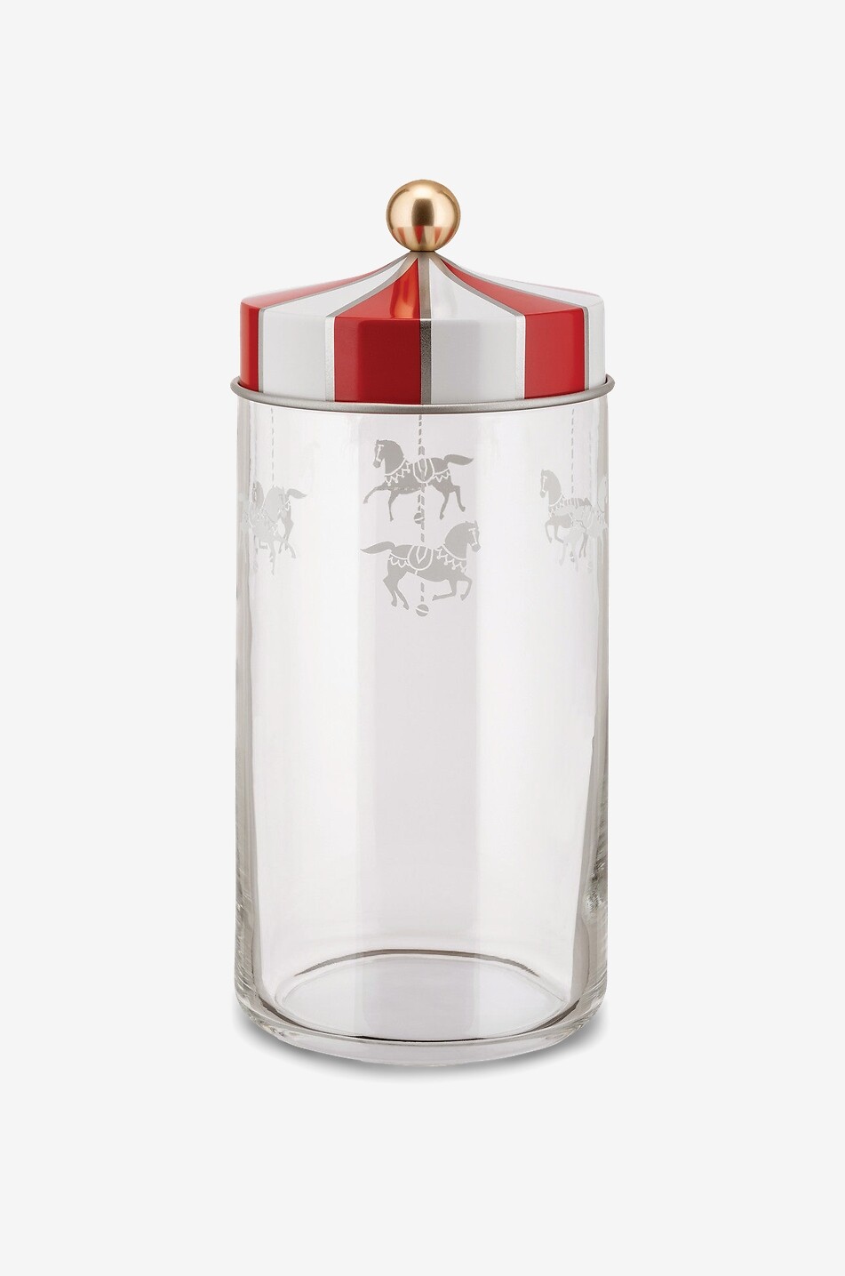 Pot hermétique en verre avec couvercle rayé Circus