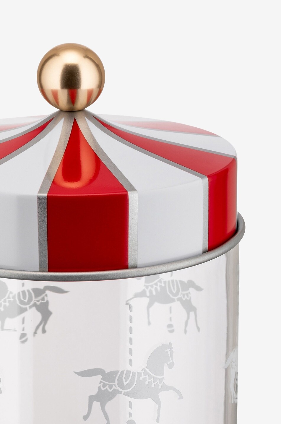 ALESSI Pot hermétique en verre avec couvercle rayé Circus Maison ROUGE 2