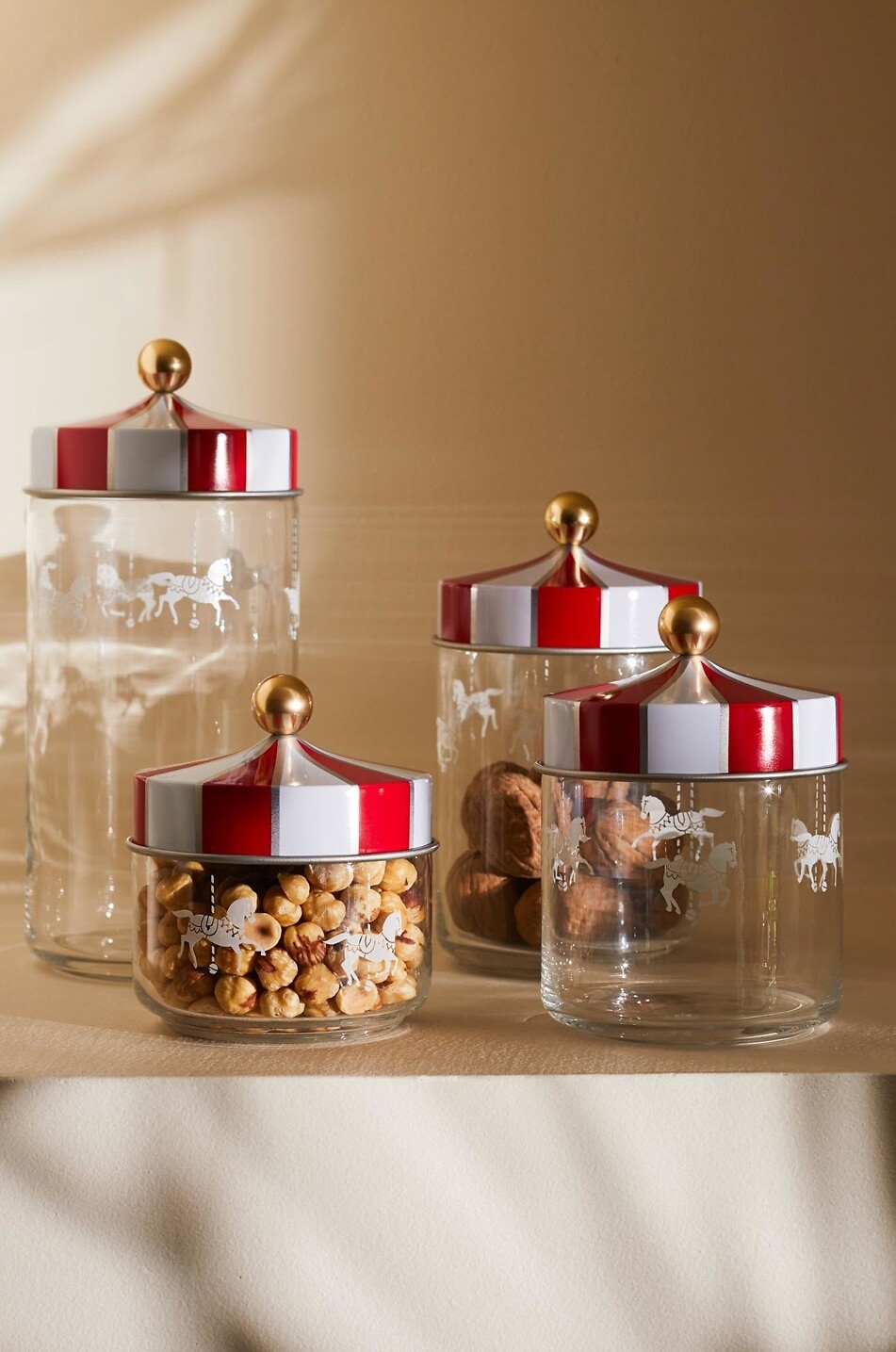 ALESSI Pot hermétique en verre avec couvercle rayé Circus Maison ROUGE 3
