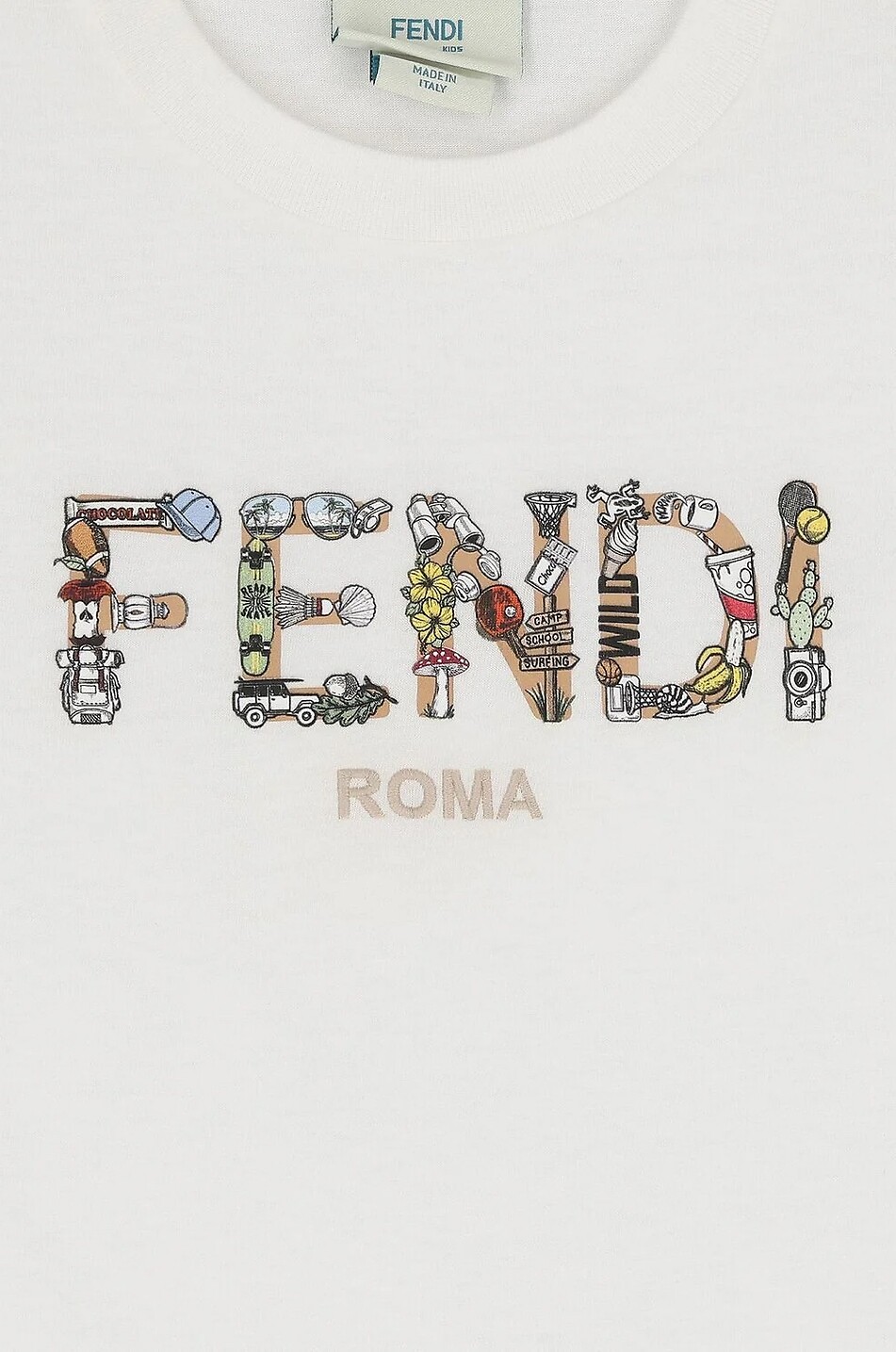 FENDI Boy's short-sleeved cotton logo t-shirt Boy WHITE 3