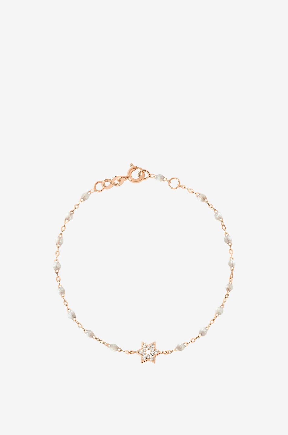 GIGI CLOZEAU Étoile de David Opale pink gold and diamond bracelet - 17cm Women EGGSHELL 1