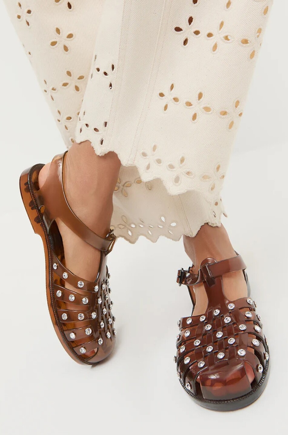 LOEFFLER RANDALL Sandales plates meduse ornées de strass Rhys Femme MARRON FONCÉ 3