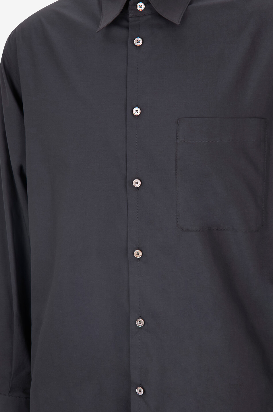 LEMAIRE Chemise classique en coton et soie popeline Homme NOIR 3