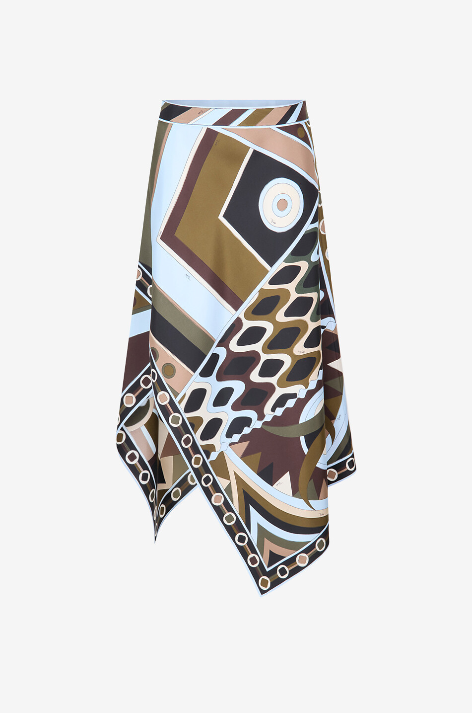Occhi asymmetric geometric silk twill skirt