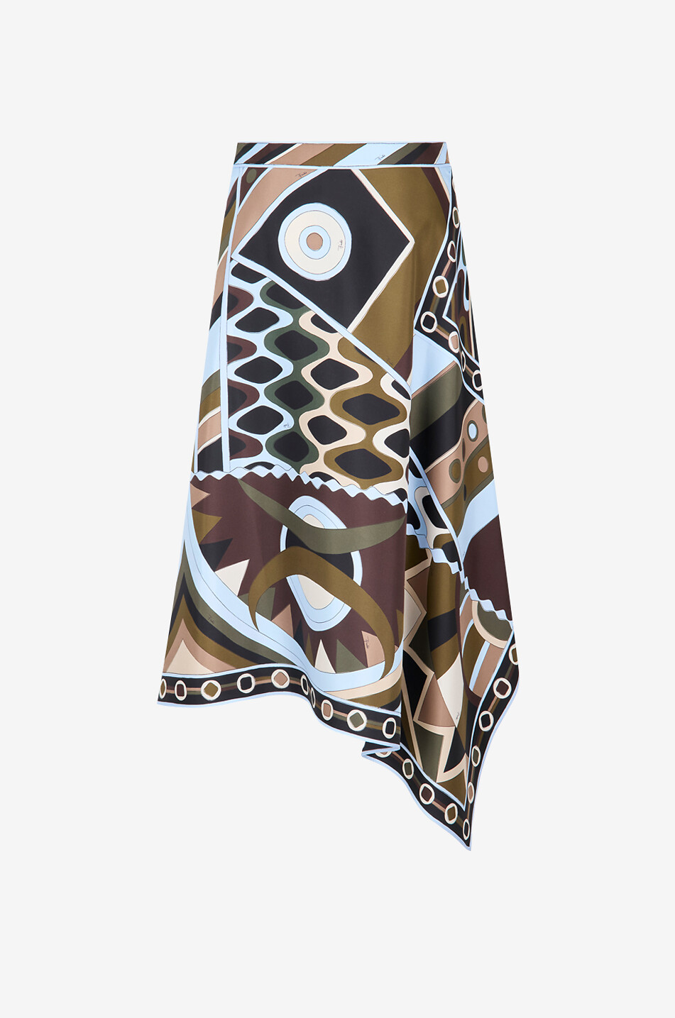 PUCCI Occhi asymmetric geometric silk twill skirt Women MULTI COLOURED 2