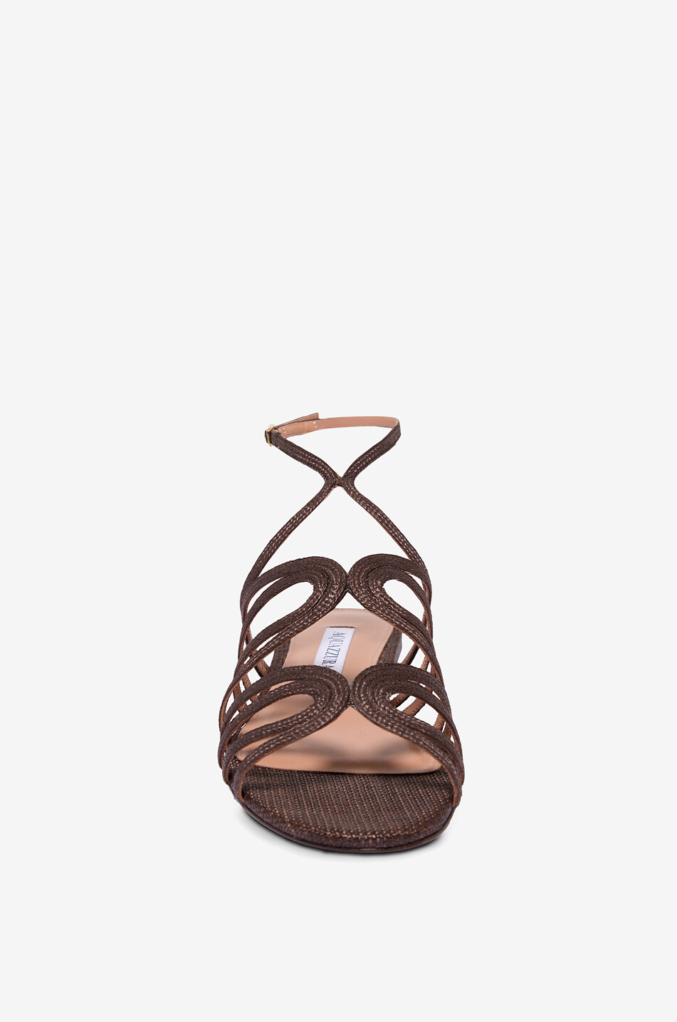 AQUAZZURA Serenade raffia flat sandals Women DARK BROWN 2