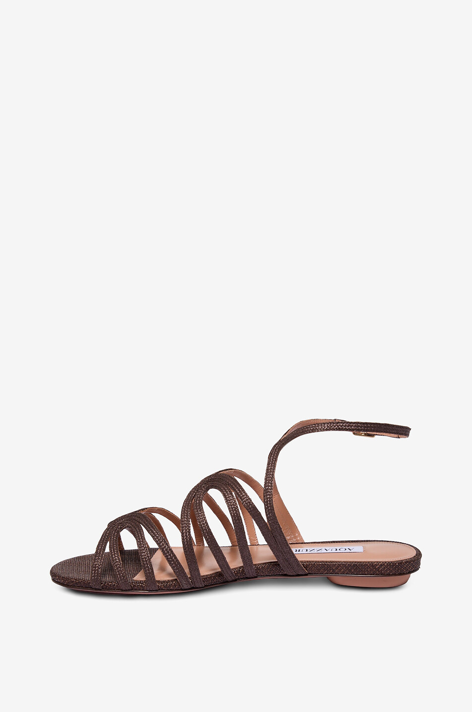 AQUAZZURA Serenade raffia flat sandals Women DARK BROWN 4