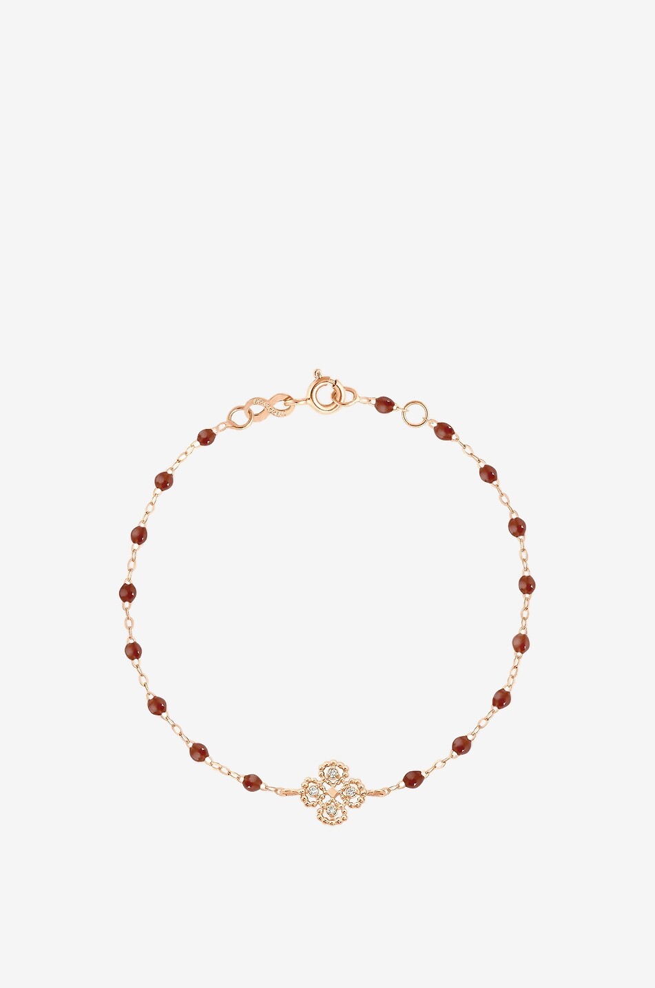 Lucky Trèfle Moka pink gold and resin bracelet with diamonds - 17cm