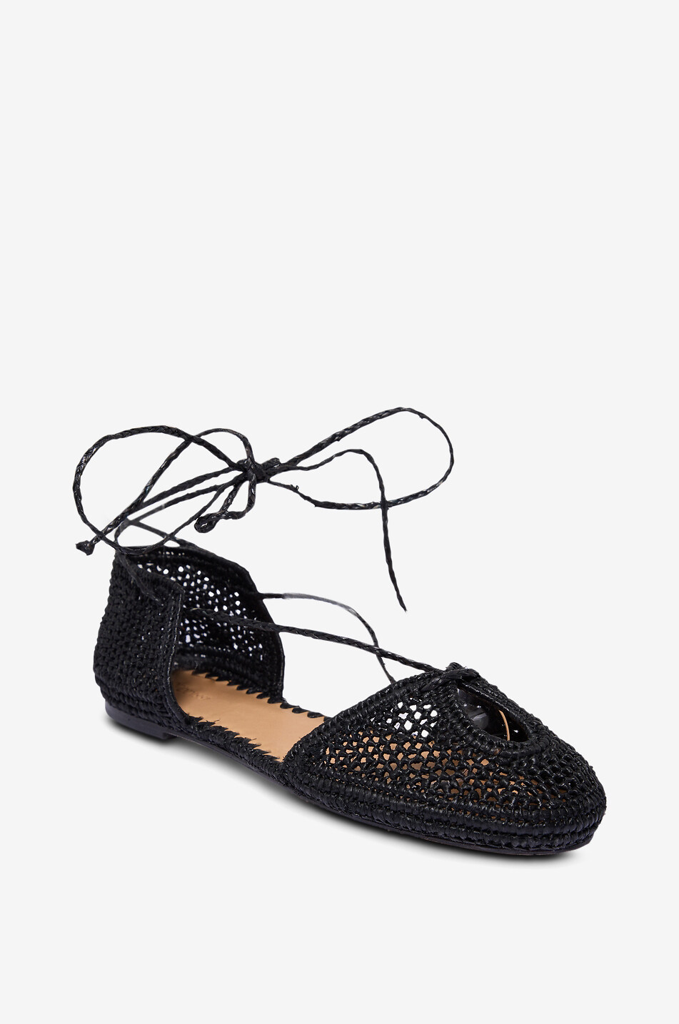 Lima raffia lace-up ballet flats