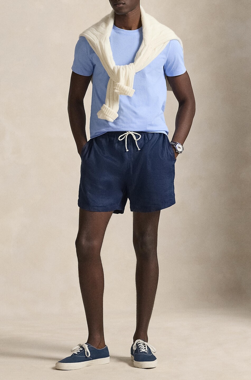 POLO RALPH LAUREN T-shirt en jersey à col rond Pony Custom Slim Fit Homme BLEU MOYEN 2