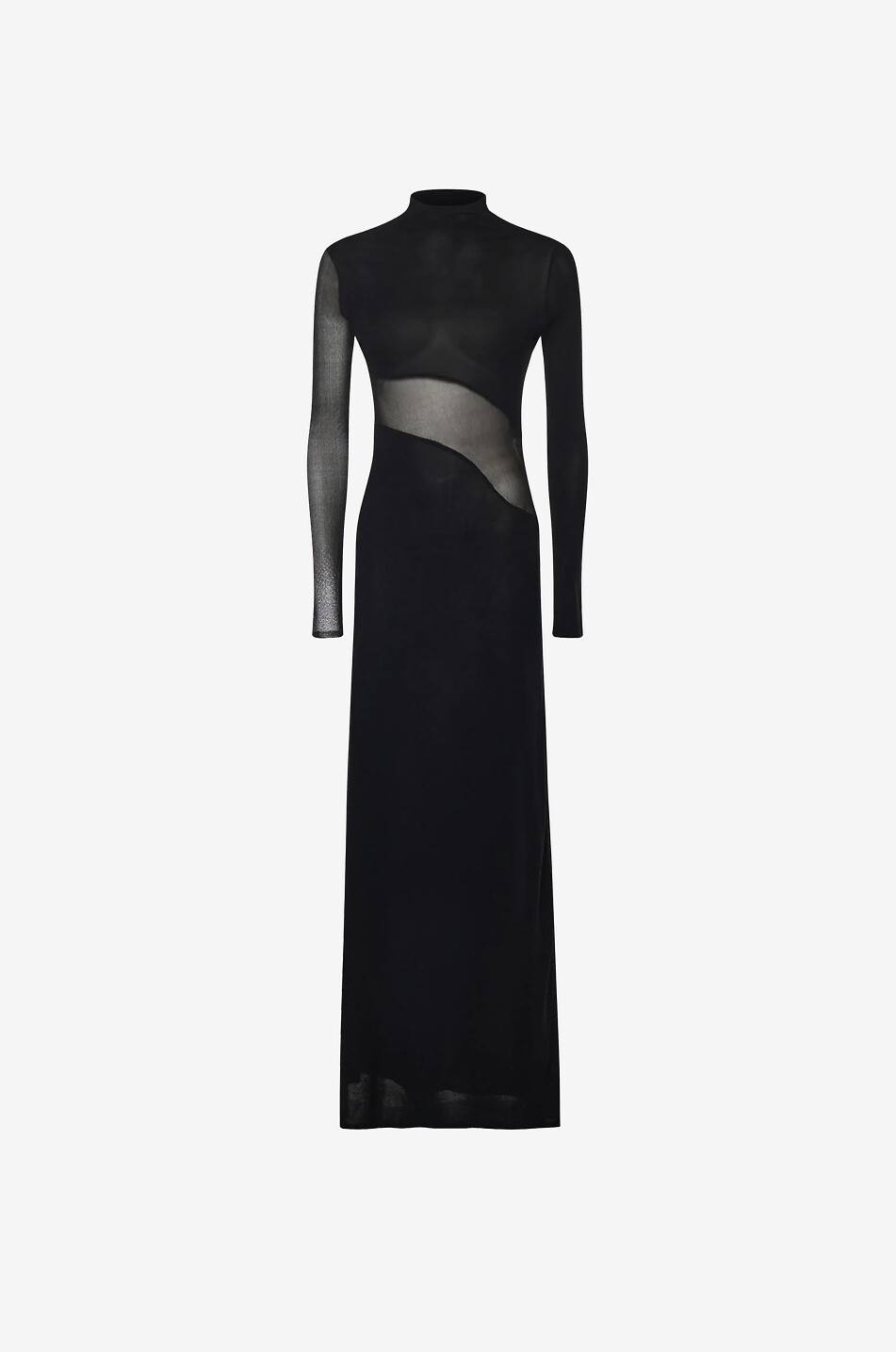 Langes figurbetontes Kleid mit Stehkragen aus Viskose