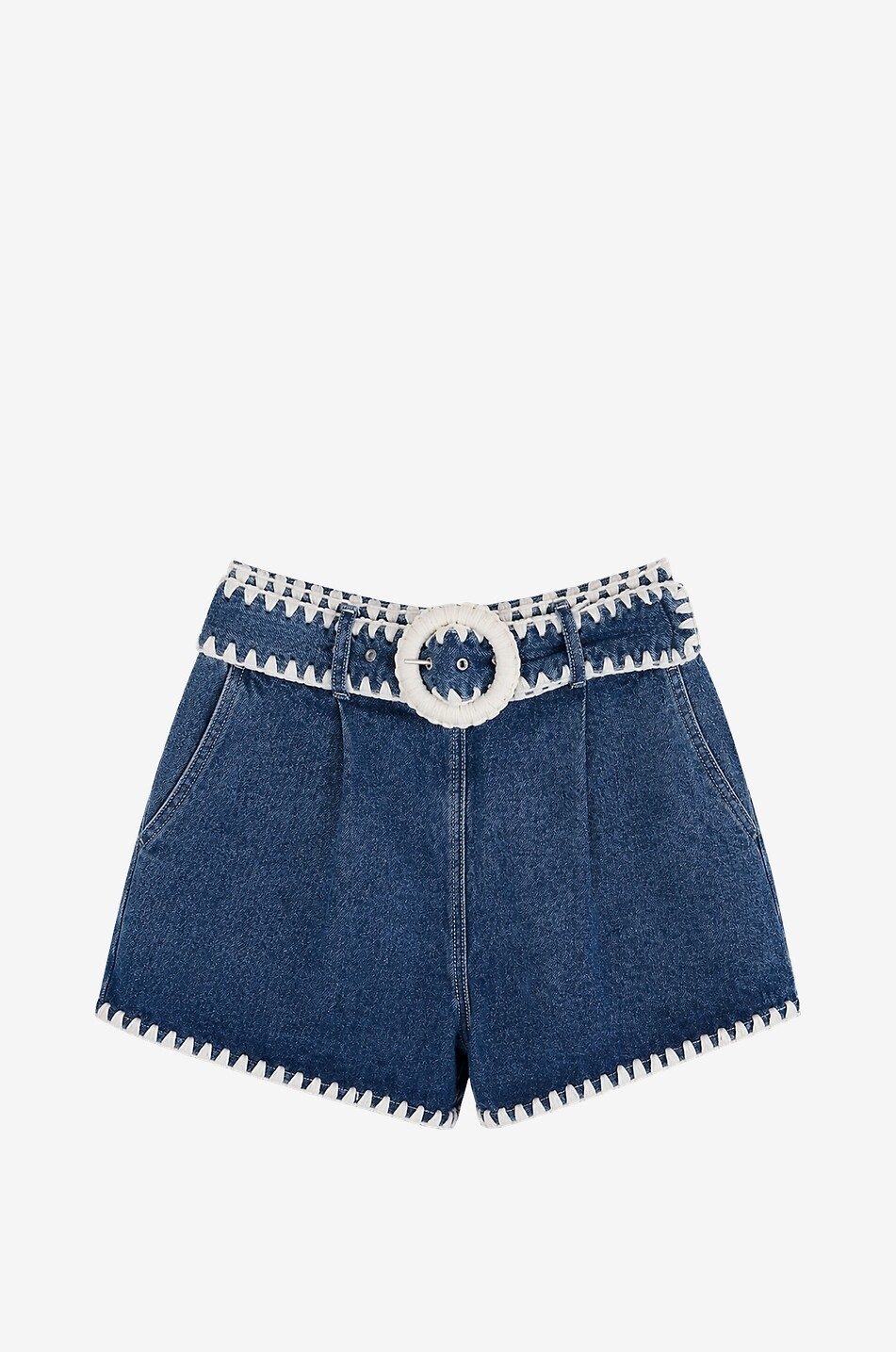 FARM RIO Short en denim de coton à détail crochet Femme BLEU 1