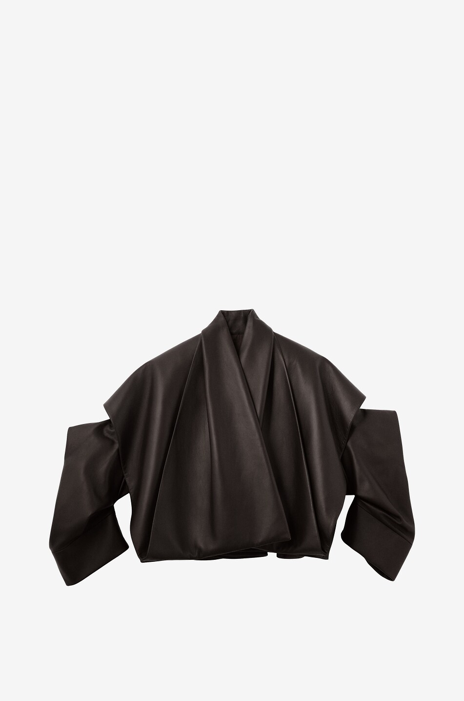 JACQUEMUS La Veste Meunier oversized cropped leather jacket Women DARK BROWN 1