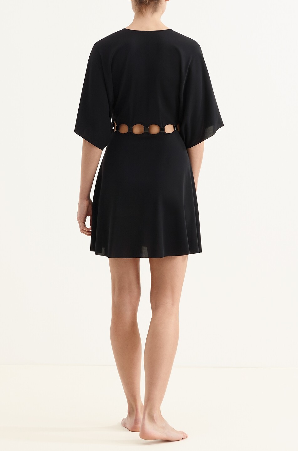 ERES Connection V-neck flared short dress Women BLACK 3