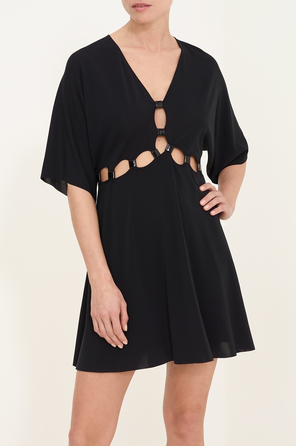 ERES Connection V-neck flared short dress Women BLACK 4