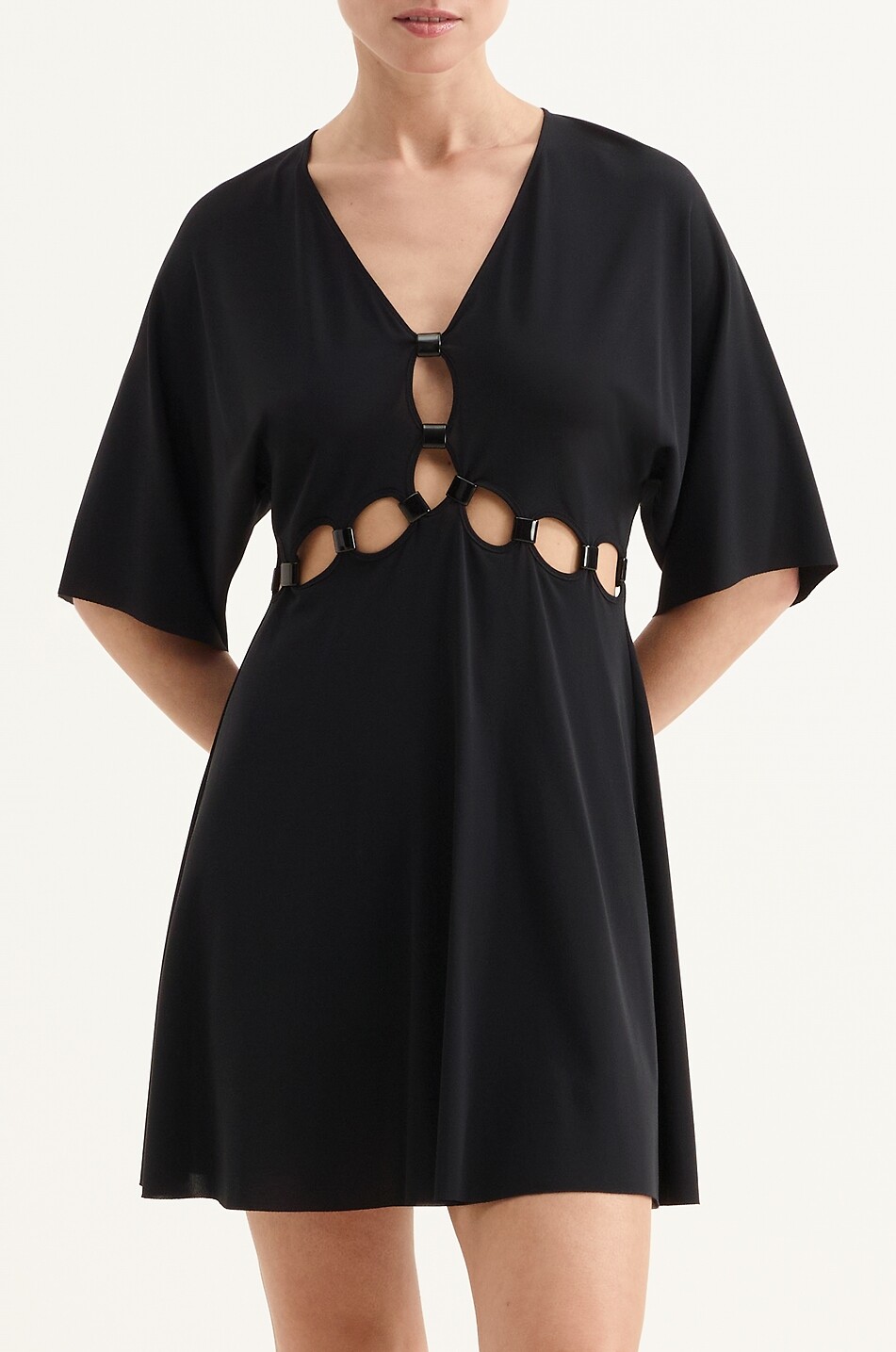 ERES Connection V-neck flared short dress Women BLACK 6
