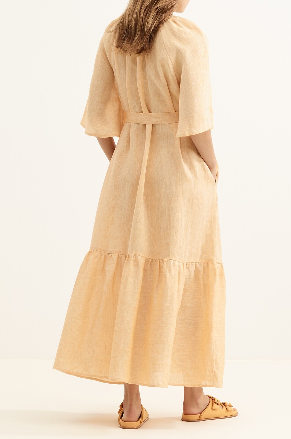 ERES Audacieuse linen long-sleeved wrap dress with flared sleeves Women LIGHT YELLOW 3