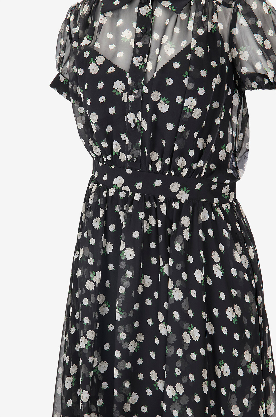 DOLCE & GABBANA Floral silk shirt-collar puffed-sleeve dress Women BLACK 3