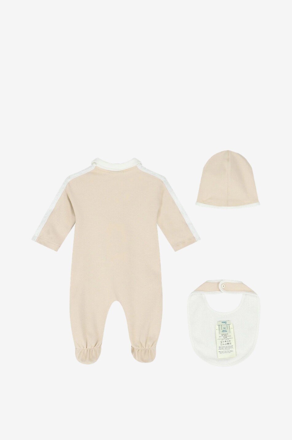 FENDI Baby cotton set all-in-one bib and bonnet Baby Light beige 2