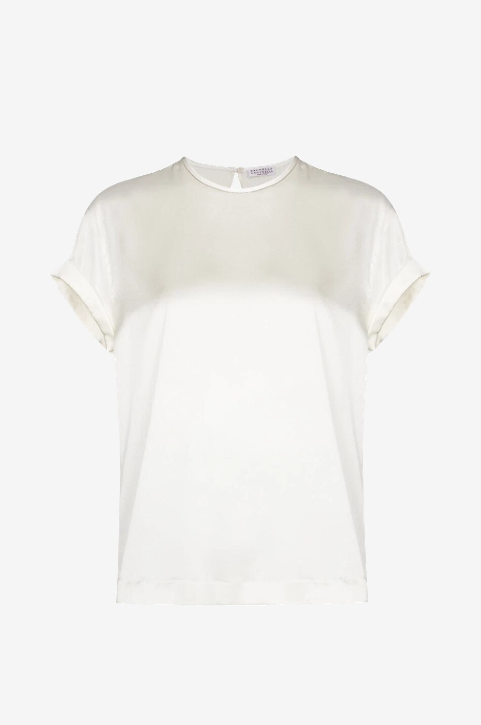BRUNELLO CUCINELLI Monile embroidered silk T-shirt Women EGGSHELL 1