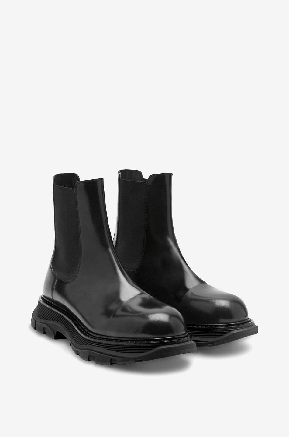 ALEXANDER McQUEEN Bottines chelsea en cuir verni Tread Homme NOIR 2