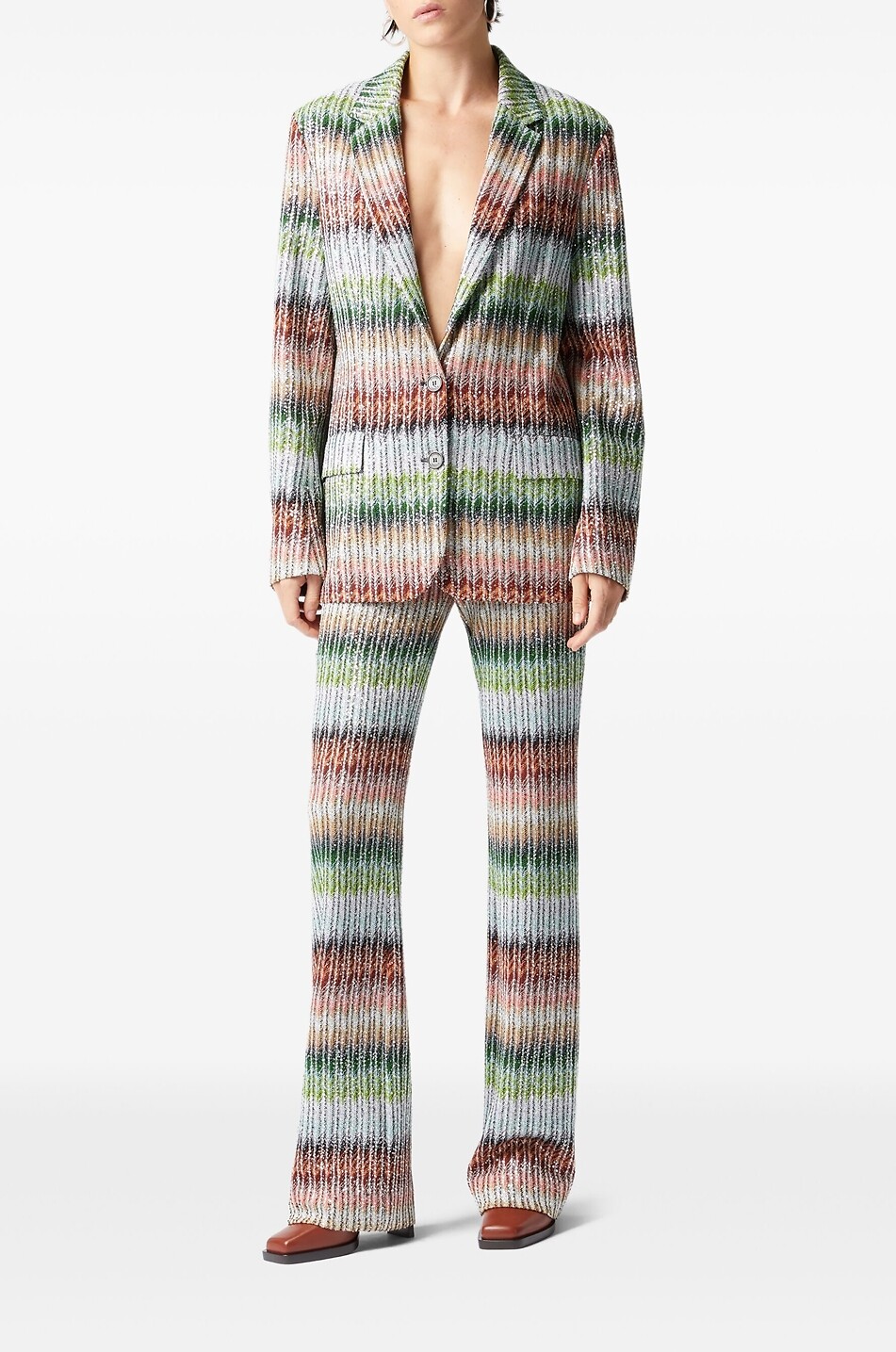 MISSONI Langärmeliger Oversize-Blazer aus gestreiftem Lurex Damen BUNT 2