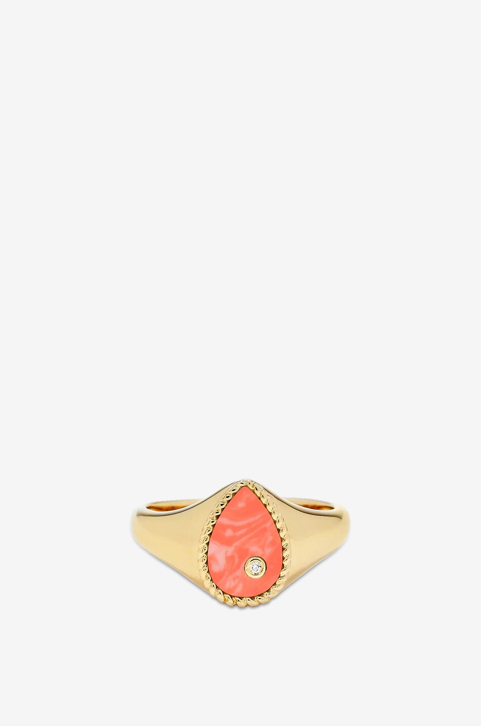 Baby Chevalière Poire yellow gold and diamond ring