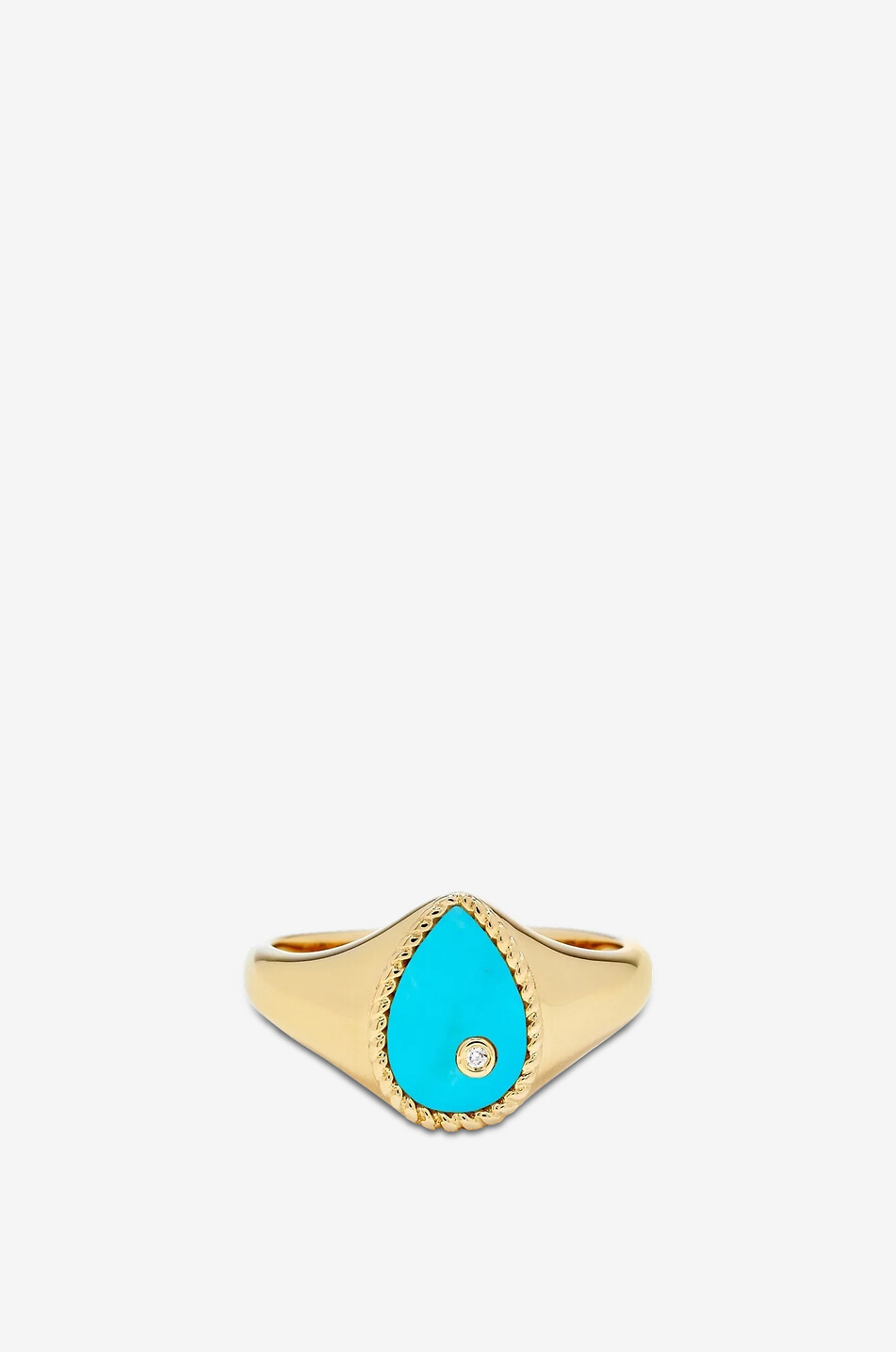 YVONNE LEON Baby Chevalière Poire yellow gold and diamond ring Women BLUE 1
