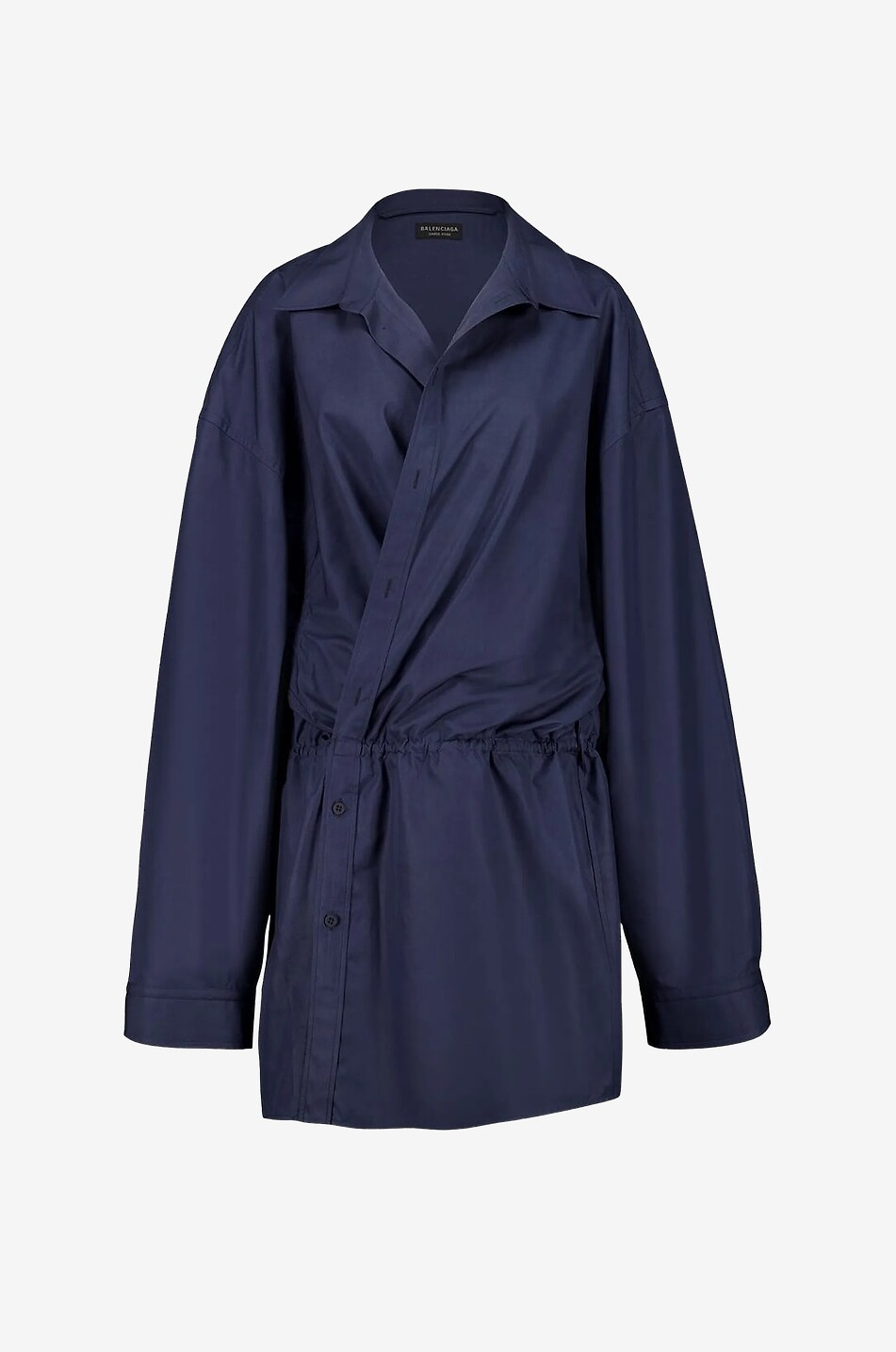 BALENCIAGA Short elasticated waist cotton shirt dress Women DARK BLUE 1