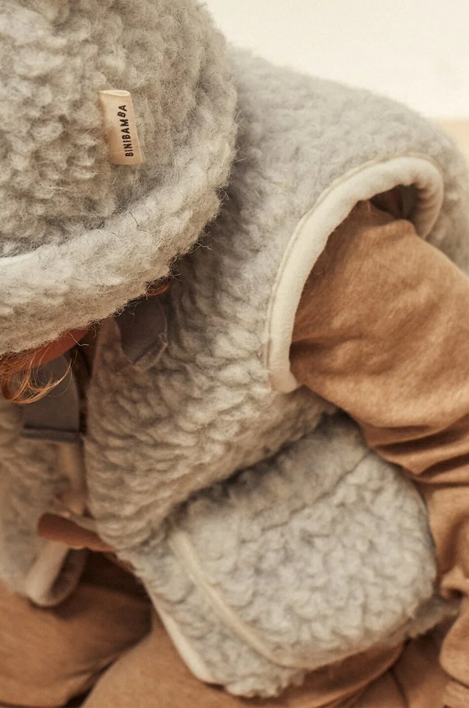 BINIBAMBA Bonnet bébé en laine Milk Teddy Bébé GRIS CLAIR 2