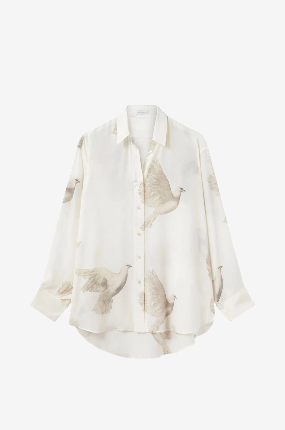 STELLA McCARTNEY Oversized long-sleeved shirt in printed silk Women WHITE 1