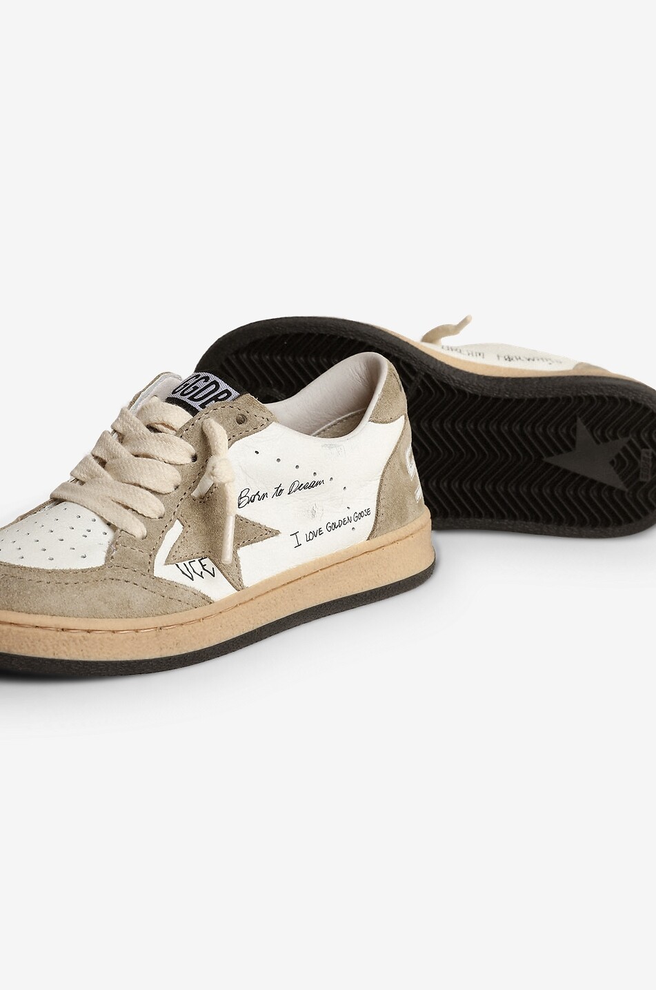 GOLDEN GOOSE Ballstar leather and suede low-top boys' trainers Boy DARK GREY 3